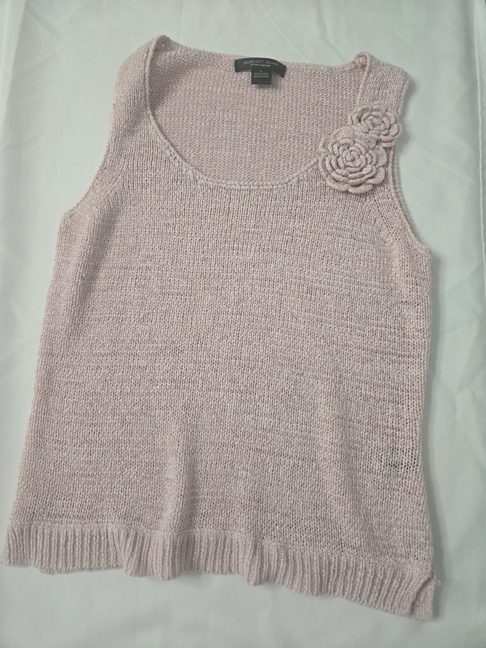 AUGUST SILK Pink Knit Floral-Accent Tank